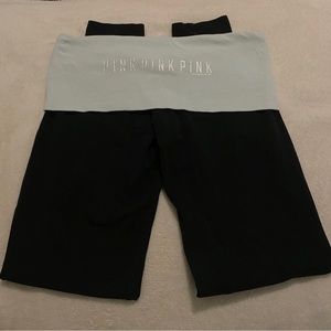 victoria secret fold over black and baby blue leggings / yoga pants